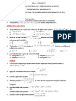 G (X) E H (X) Sinhx Are Linearly Independent Onr.: Multiple Choice/ Short Answer