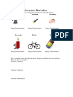 Energy Transformation Worksheet