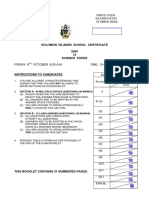 Write Your Examination Number Here: Solomon Islands School Certificate 2000 10 Science Paper