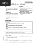 Foods From Plants and Animals: Materials Helpful Information