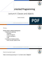 Object Oriented Programming: Lecture 4: Classes and Objects