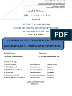 La Notion de Fidelite Entre La Traduction Linguistique Et La Traduction Interpretative