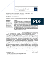 Management Analysis Journal: The Effect of Environment, Training, Motivation, and Satisfaction On Work Productivity