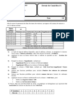 Nom Et Prénom: Note / 20: Devoir de Contrôle N°1