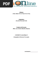 Actividad de Aprendizaje 4. Demanda de Divorcio Necesario