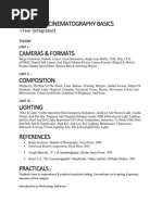 Cinematography Basics: I Year (Integrated)