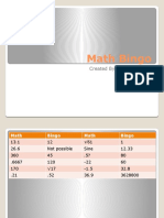 Math Bingo: Created by Your Favorite Sara Runkel