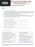 Bài Tập Bổ Trợ Tiếng Anh Lớp 4: I. Read and answer questions