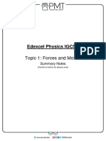 Summary Notes - Topic 1 Forces and Motion - Edexcel Physics IGCSE