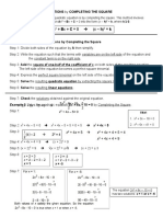 + BX + C 0 (X - H) K: Solving Quadratic Equations by Completing The Square