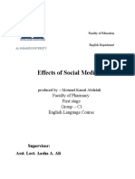 Effects of Social Media: Faculty of Pharmacy First Stage Group:-C1 English Language Course