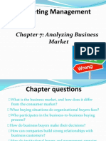 Marketing Management: Chapter 7: Analyzing Business Market