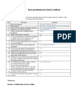 Basic Questionnaire For Kosher Certificate 2