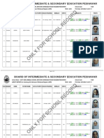 Only For School Record: Board of Intermediate & Secondary Education Peshawar