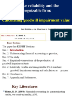 Relative Reliability and The Recognizable Firm:: Calculating Goodwill Impairment Value