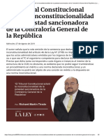 El Tribunal Constitucional Aclaró La Inconstitucionalidad de La Potestad Sancionadora de La Contraloría General de La República