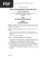 Ley de Municipalidades, 28 de Octubre de 1999