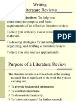 Writing Literature Reviews: Learning Objectives: To Help You