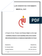 National Law Institute University Bhopal, M.P.: A Project of Law, Women and Human Rights On The Topic