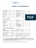 Learning Agreement For Traineeships: The Trainee