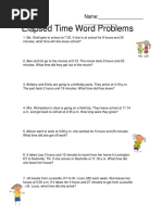 Elapsed Time Word Problems: Name