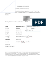 Thermal Expansion: Given: Required To Find: Solution