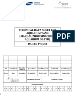 Technical Data Sheet For Aquarium Tank (Make-Suzhou Xingcheng Aquarium Co - LTD) DAICEC Project