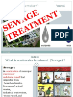 SE WA GE TR EA TM EN T: Intro. Waste Water (Sewage) Treatment