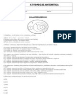 9o Ano - Exercícios - Conjuntos Numéricos