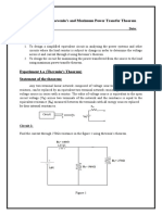 Verification Thevenin's and Maximum Power Transfer Theorem: Experiment No.3 Date