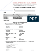 D.A.V. School of Business Management: Sample Question For Entrance Into BBA Programme: 2020-21