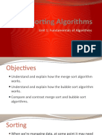 Sorting Algorithms: Unit 1: Fundamentals of Algorithms