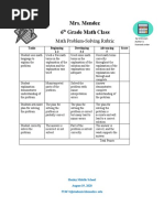 Problem Solving Math Rubric