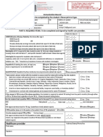 Immunization Record PART I: To Be Completed by The Student. Please Print or Type