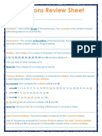 Fractions Review Sheet: Numerator Numerator