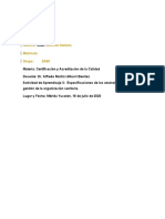 Actividad de Aprendizaje 3 Especificaciones de Los Estándares de La Gestión de La Organización Sanitaria.