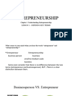 Entrepreneurship: Chapter 1 Understanding Entrepreneurship Lesson 1 - Defining Key Terms