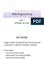 Web Programming Web Programming: Unit 1 Internet & HTML