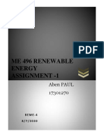 Me 496 Renewable Energy Assignment - 1: Aben PAUL 17301270