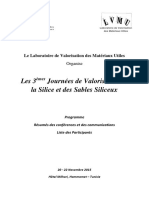 Les 3emes Journées de Valorisation de La Silice Et Des Sables Siliceux PDF