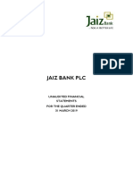 Jaiz Bank PLC: Unaudited Financial Statements For The Quarter Ended 31 MARCH 2019