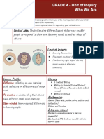 Grade 4 - Unit of Inquiry Parent Letter - Who We Are