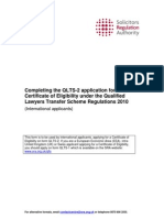 Completing The QLTS-2 Application For A Certificate of Eligibility Under The Qualified Lawyers Transfer Scheme Regulations 2010