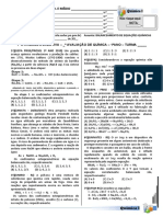 1 Atividade Avaliativa - Balanceamento de Equações Químicas - 1º Ano 2019