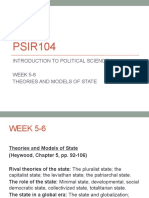 PSIR104: Introduction To Political Science WEEK 5-6 Theories and Models of State