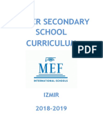 Lower Secondary School Curriculum: Izmir 2018-2019