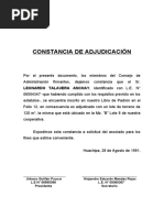 CONSTANCIA DE ADJUDICACIÓN 14 Febrero