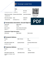 Personal Information: Passenger Locator Form