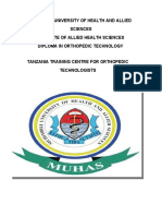 Muhimbili University of Health and Allied Sciences Institute of Allied Health Sciences Diploma in Orthopedic Technology