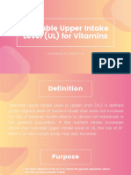 Tolerable Upper Intake Level (UL) For Vitamins: Presented by Group Iv